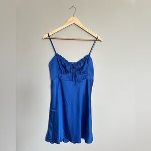 Blue Satin Mini Dress